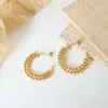 Orecchini a cerchio personalizzati in oro 18 carati argento placcato PVD in acciaio inossidabile Bir Circle perline orecchino per donna impermeabile ipoallerenico