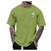 Herren-T-Shirts, grafisch, dünn, für Herren, Sommer, Strand, kleiner Baum, bedruckt, Hemdbluse, kurzärmelig, O-Ausschnitt