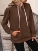 Women's Hoodies Benuynffy Solid Basic Casual Drawstring Hoodie Sweatshirt Women Fall Long Sleeve Kangaroo Pocket Drop Shoulder Pullovers Top