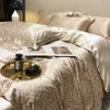 Conjuntos de cama Natural Mulberry Silky Blending Duvet Cover Set com lençóis Highend Satin Luxury Queen Sets 231030