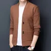 Men's Sweaters Spring autumn The men's brand fashion business casual solid color V-neck knitted cardigan sweater men cardigan coats/S-3XL 231030