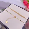 Cadenas Real Pure 18k Cadena de oro amarillo Mujeres Lucky Phoenix Tail Diamond-Cut Link Collar 41 3 cm