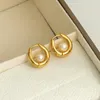 Brincos de argola estilo barroco pérolas metal 18k cor dourada moda huggie joias para mulheres presentes de aniversário e natal