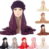 Vêtements ethniques Casquette de baseball Bubble Perle Châle en mousseline de soie avec chapeau Wrap Voile Instant Hijabs Bandana Turban Femmes musulmanes Prêt à porter la tête