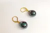 Dangle Earrings 12x16mm Women Jewelry Classic Earring Black Colors Water Drop Beads Natural South Sea Shell Pearl Gold Color Hook