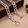 سلاسل حقيقية 925 Sterling Silver 12mm Curb Curb Necklace S925 17.7 "-23.6"