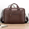 ブリーフケースLaoshizi Men's Briefcase Crossbody Bag本物の革14インチラップトップケースカウハイドオフィスファイル15 CA