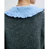 Women's Swatters VII Brand S 2023 Women Wool Blend Mohair Grey Kołnierz Karbitne krawędź dla Vintage Oferty w promocji