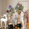 Fleurs décoratives 12 pièces 16cm paillettes artificielles noël arbre de noël ornements joyeux décorations pour la maison année décor Navidad