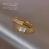 2022 Design Opale Bambus Form Gold Einstellbare Offene Ringe Koreanische Mode Schmuck Party Luxus Zubehör für Frau Mädchen Geschenk337v