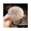 Haaraccessoires Zacht Konijnenbont Pluche Elastiekjes Scrunchies Dames Meisjes Paardenstaarthouder Touw Harige Pompombanden Drop Delivery Pro Dhzx6