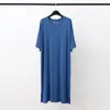 Men's Sleepwear Modal Pajamas Home Clothes Short-sleeved V-neck Mid-length One-piece Nightgown Loose Large Size Mens Cotton Bathrobe