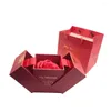 Halsbandörhängen Set 360 ° Rotation Lyxiga blommor med lyft Rose Gift Box Trendy Zircon Accessories Party Birthday Christmas Valentine