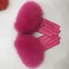 Guantes de cinco dedos Guantes de cuero real de lujo para mujer con puño de piel real Guantes de cuero genuino de invierno cálidos para mujer Calentador de manos informal para mujer 231027