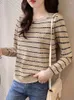 Dames Truien Casual Lange mouwen Lente Knitwear Trui Streep Gebreide Tops O-hals Koreaans Slank Elegant Dames Trui Dun Jersey