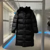 Diseñadores europeos y americanos con chaqueta larga negra para mujer sobre la rodilla 2023 Nuevo explosivo Slim-fit Grueso Otoño Invierno Súper abrigo