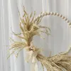 Dekorativa blommor Handgjorda pampas kransar Shabby Chic Wedding Decorated Wall Haning Hoops med trädbevuxna pärlor
