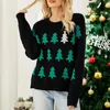 Women's Sweaters Christmas Jacquard Sweater For Women 2023 Winter Warm Pullover Tree Knit O Neck Long Sleeve Pullovers