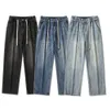 Mannen S Baggy Wijde Pijpen Jeans Herfst Nieuwe Zwarte Elastische Taille Vintage Casual Rechte Denim Broek Koreaanse Mode Streetwear Broek