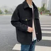 Kurtki męskie koreańska kurtka sztrutowa męska moda masowa retro krótki wełniany płaszcz męski odzież uliczna luźna jesienna swoboda wełniana kurtka męska mens s-xl 231030