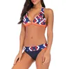 Costumi da bagno da donna Costumi da bagno sexy push up Bikini con stampa foglia Costumi da bagno intrecciati da donna 2023 Costume da bagno halter con ferretto Biquini Set