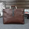 Briefcases Men's Brand Designer Briefcase Crazy horse PU Leather Handbags Business office File bag Vintage Messenger Bags Casual work 231030