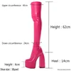 Botas Sexy muslo mujeres bloque grueso tacones altos marca plataforma de fiesta sobre la rodilla zapatos de calle femeninos Mujer Botas Femininas 231030