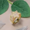 Skräddarsydda smycken high end lyx 14k real gulgul guld is ut moissanite hip hop stjärna ring för män bröllop engagemang