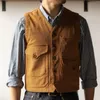 Herenvesten MJ-0015 Rode Aziatische maat Vintage Katoen 12oz Canvas Vest Heren Casual Dik Stijlvol Vest