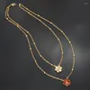 Ожерелья с подвесками ZEADear, ювелирные изделия, ожерелье с цветком и цирконом, двухслойная цепочка с бусинами на ключице, многослойная женская подвеска, ювелирные изделия, подарок