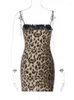 Casual Dresses Mozision Spaghetti Strap Leopard Print Minikleid für Frauen Mode ärmellose rückenfreie dünne Nachtclub Party Sexy