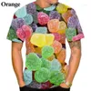 Men's T Shirts 2023 Summer Fashion Candy 3D Printed Men Women T-Shirt Funny Fudge Short Sleeve Top