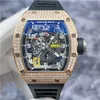 Automatic Mechanical Wristwatches Richarmill Tourbillon Watches Sport Luxury Watch RM030 Hollow out Watch Mens 18K Rose Gold Material Original Diamonds D WN-16JT