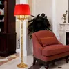 Vloerlampen Franse stijl woonkamer bank zijkant koperen lamp Europese studeerkamer luxe rode stof messing staande lamp