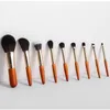 Set di 9 mini pennelli per trucco Set da viaggio portatile Rinfresca la mano Pennello per principianti Pennello per pittura a punti in polvere sciolta