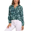 Damenblusen Ditsy Blumendruck Lose Bluse Vintage Blumen Streetwear Übergroße weibliche Langarm-Büroarbeitshemd Frühlingsoberteile