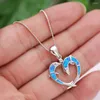 Pendant Necklaces Cute Dolphin Animal Blue White Fire Opal For Women Boho Silver Color Birthstone Wedding Necklace Bride Jewelry