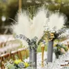 Suszone kwiaty sztuczne puszyste pampas trawiaste bukiet 10pc Dekoracja przyjęcia weselnego Boho Fake Reed Plant for DIY Room Decor Decor Flower 231030