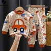 Pajamas Kids Boys Girls Pajama Sets Cartoon Print Long Sleeve Cute TShirt Tops with Pants Toddler Baby Autumn Sleeping Clothes 231030