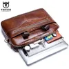 BRECHCASES BULLCAPTUL COW LEATHER Portfölj Mänhandväskor Högkvalitativ Business Laptop Massager Bag Men Brand Real Leather Handbags 231030