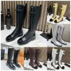 Designer-Ketten-Stiefelette für Damen, Leder-Hardware, Buchstabe, Martin-Stiefel, Beutel, Kampfschuhe, Gummisohle, Winter-Plattform, Schnür-Gitter-Booties-Schuh