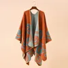 Shawls Ethnic Bohemian Geometric Shape Plus Size Cashmere Split Shawl Cloak Designer Scarf Women Luxury 231027