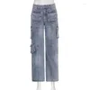 Damesjeans Kalevest Y2K Trashy-broek Blauw Acubi Mode Damesbroek Cyber Hoge taille Denim Gyaru Streetwear 2023