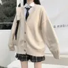 Kvinnors stickor Tees Korean japansk tröja Kvinnlig yttre slitage tröja kappa skoluniform japansk mode college lös v-hals cardigan 231030