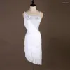 Scene Wear White Latin Tassel Dress 2023 Ankomstanpassad Sexig Tango Rumba Samba kjolstävling Danklänningar