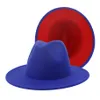 2020 novo azul real vermelho retalhos de lã sintética feltro chapéus fedora com fivela de cinto fino masculino feminino aba grande panamá trilby jazz cap314c