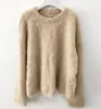 Toteme alpaca wool blended tricolor sweater with round neck wool sweater