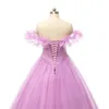 Quinceanera Dresses Princess Bateau 스팽글 볼 가운 Tulle Lace-up Plus Size Sweet 16 데뷔 파티 생일 전수 de 15 anos Q05