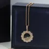 Pendant Necklaces Designer Collection Fashion Style Necklace Women Lady Inlay Cubic Zircon Plated Gold Color Round Chain