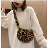 Abendtaschen, Leopardenmuster, Kunstpelz, Damen-Umhängetasche mit Hasenohren, weicher Winter, niedliche Plüsch-Handtaschen für Frauen, flauschige Umhängetasche, Sac 231030